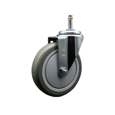 Service Caster 5'' Gray Polyurethane Wheel Swivel 7/16'' Grip Ring Stem Caster SCC-GR20S514-PPUB-716138